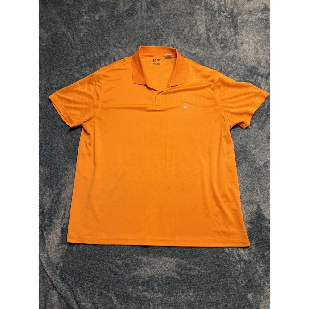 IZOD Mens Shirt Polo Size XXXL Orange 100% Polyester Solid Golf Shirt Regular